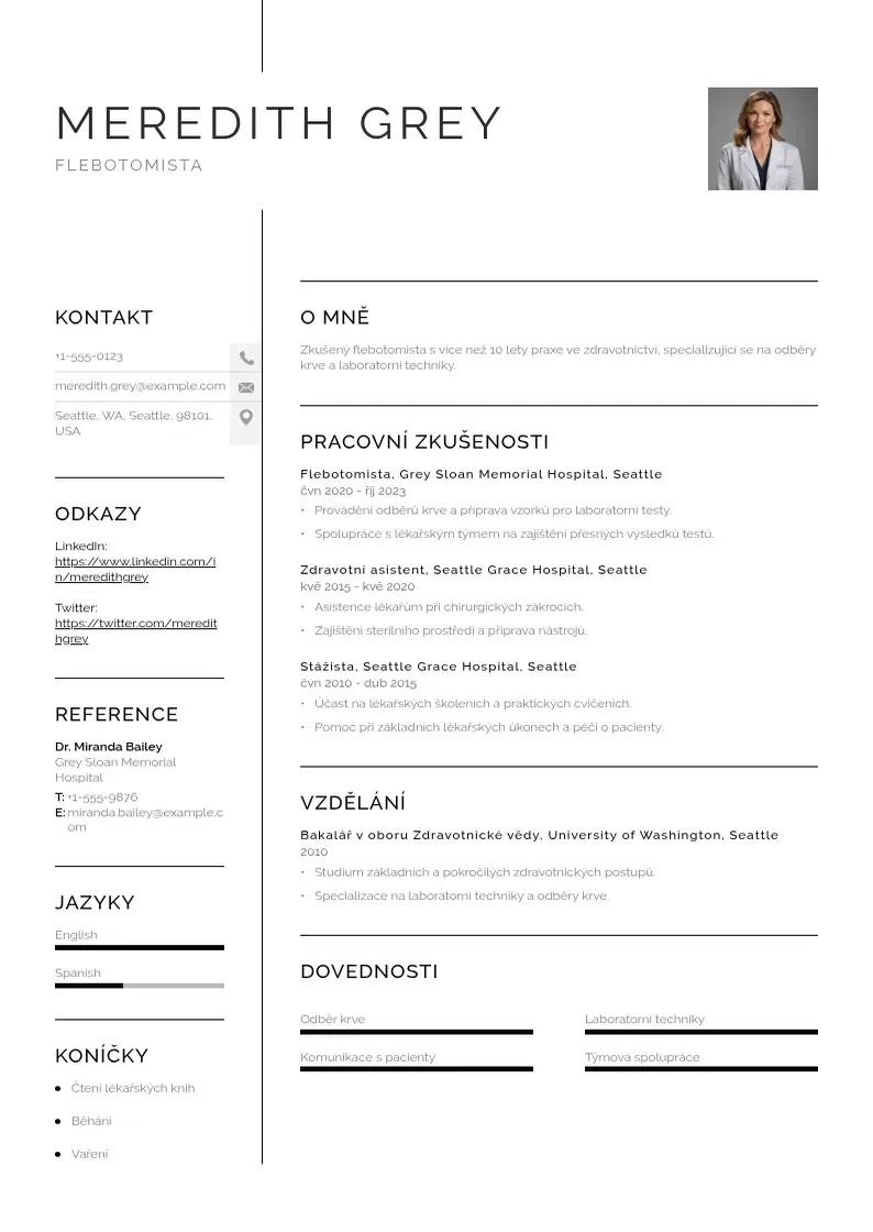 Vienkārša Flebotomista zivotopis CV piemērs