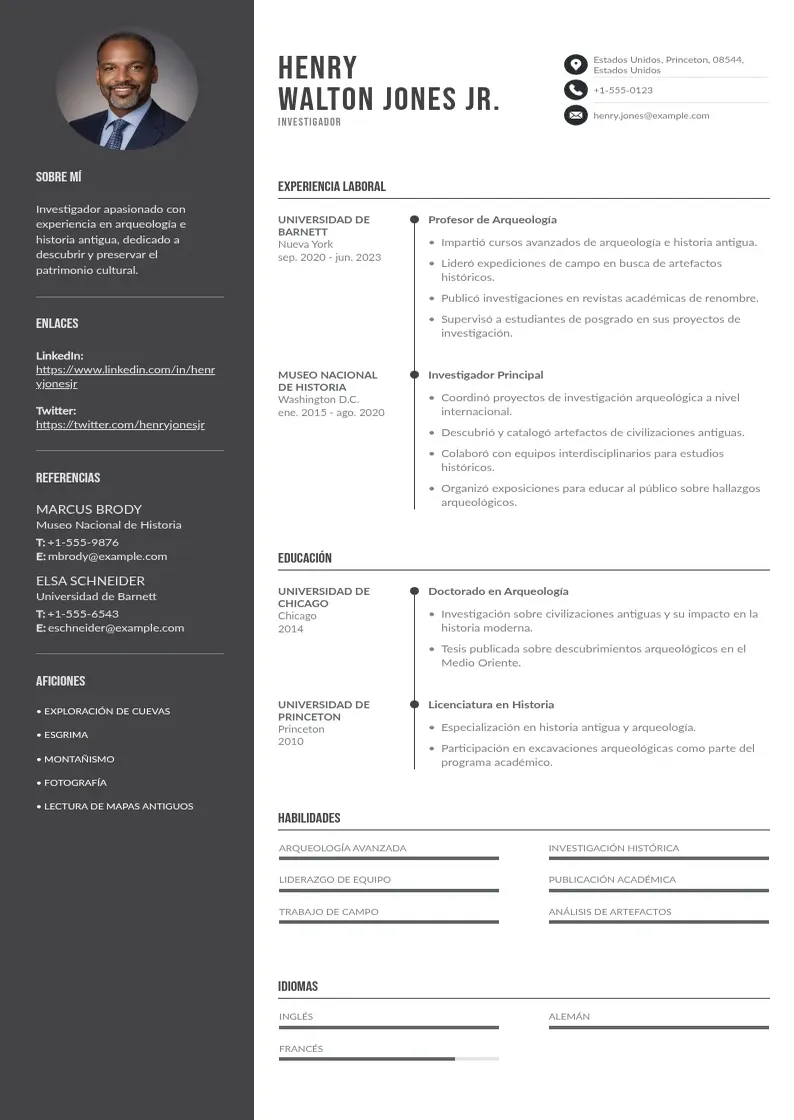two column curriculum-vitae-de-investigador resume example