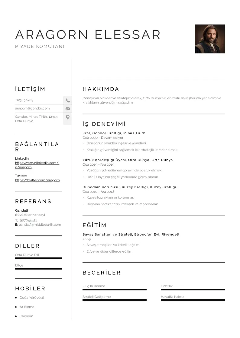 Vienkārša piyade  CV piemērs