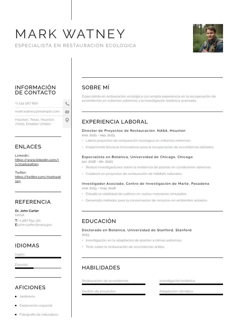 two column especialista-en-restauracion-ecologica resume example