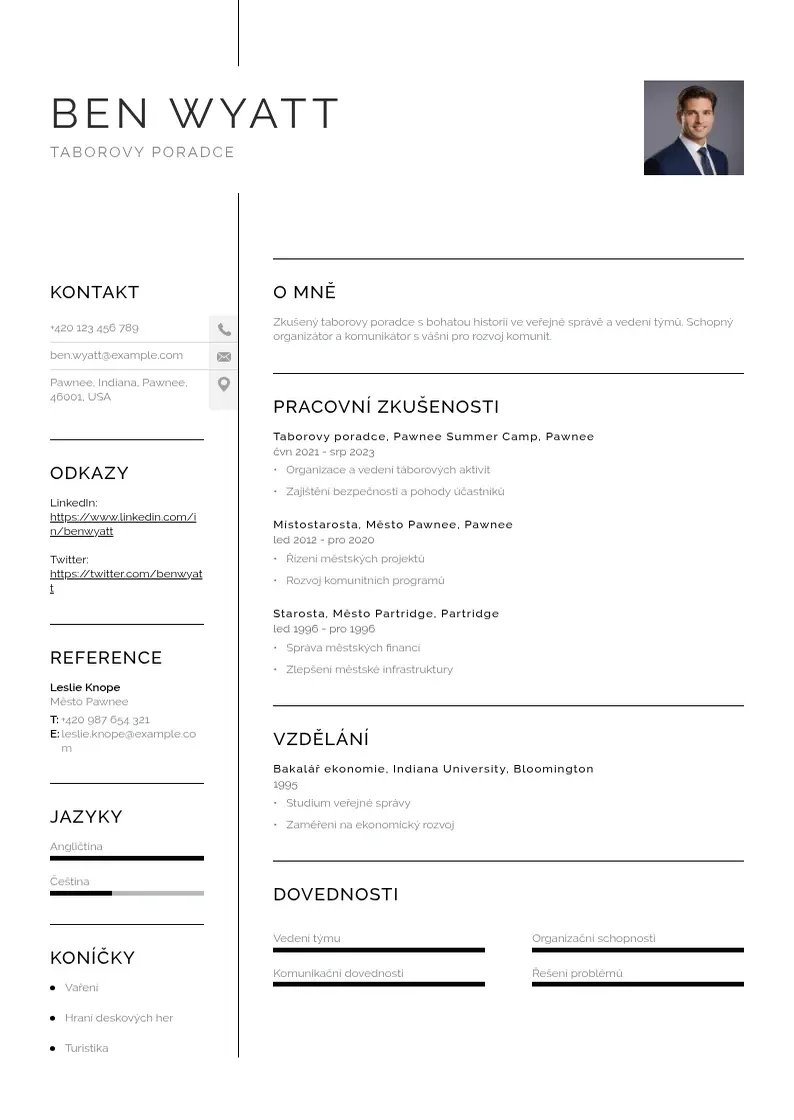 Vienkārša Taboroveho poradce zivotopis CV piemērs