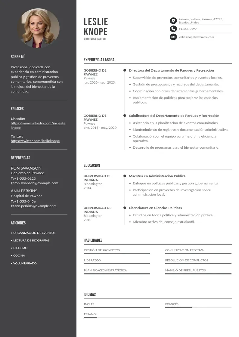 two column curriculum-de-administrativo resume example