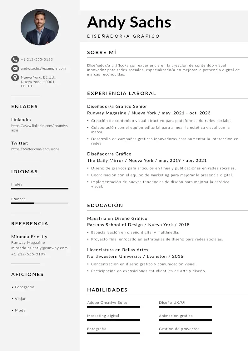 two column disenadora-grafico-para-redes-sociales resume example