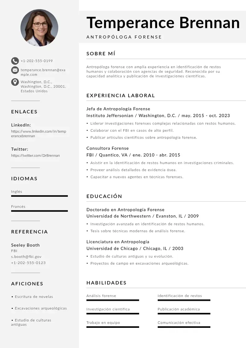 two column curriculum-vitae-de-investigador resume example