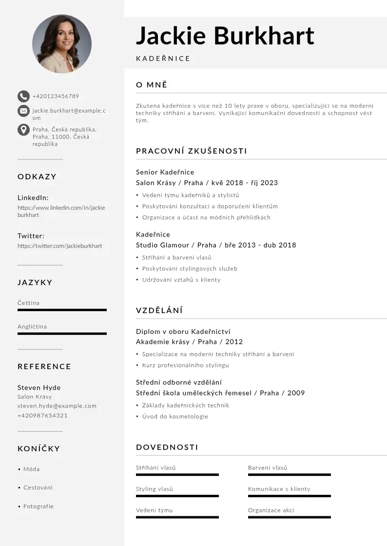 Mūsdienīga Zivotopis kadernice CV veidne
