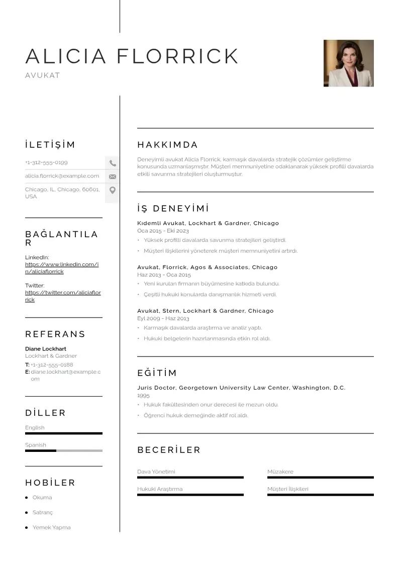 Vienkārša Avukat CV piemērs