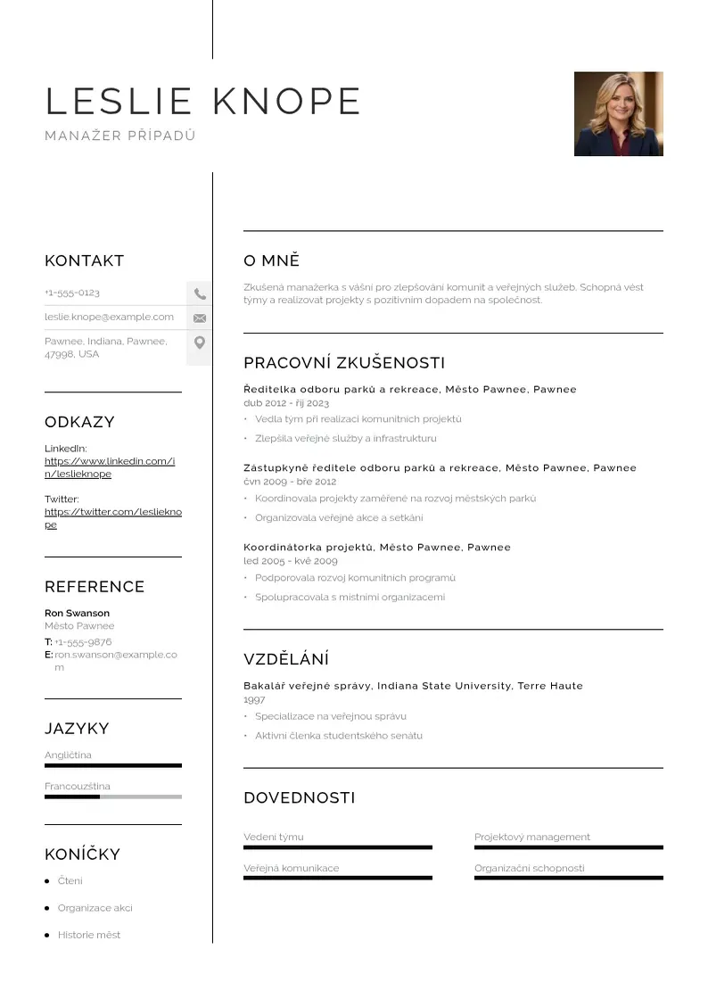 Vienkārša Zivotopis manazera pripadu CV piemērs