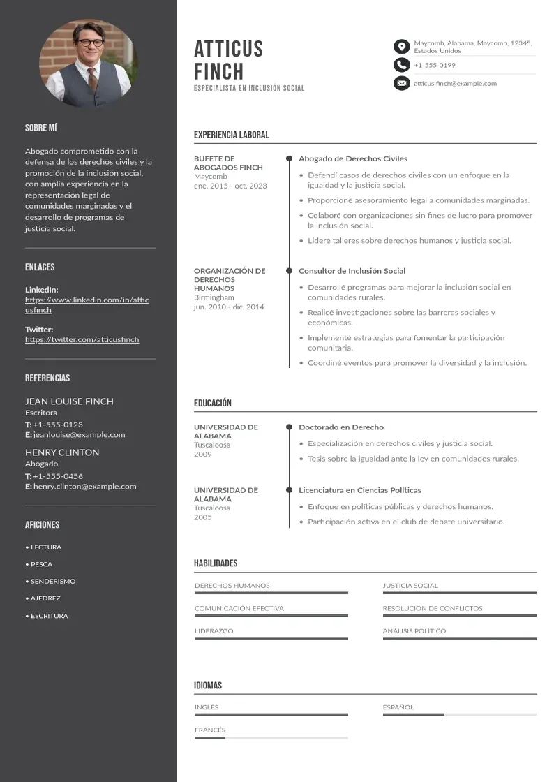 two column especialista-en-inclusion-social resume example