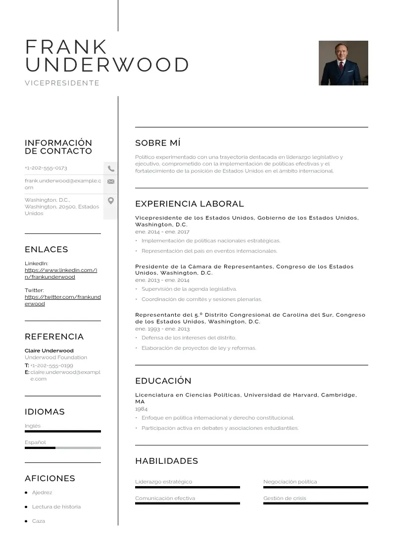 two column vicepresidente resume example