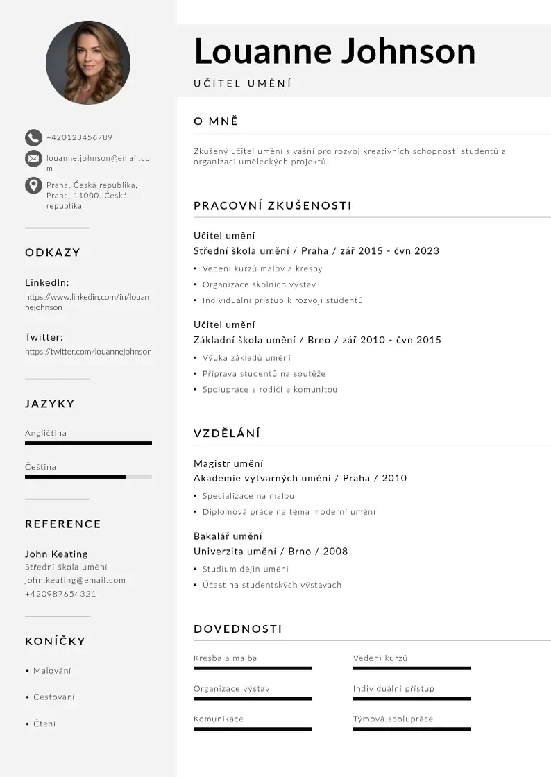 Mūsdienīga Ucitel umeni zivotopis CV veidne