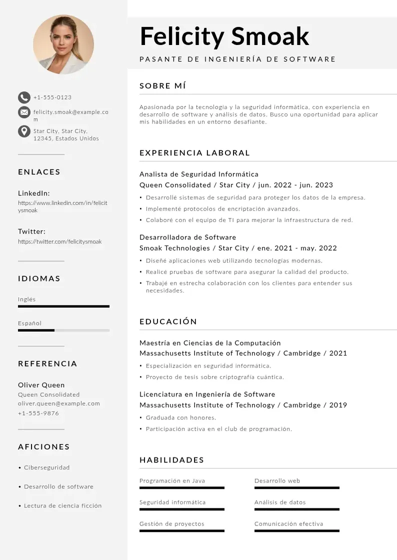 two column pasante-de-ingenieria-de-software resume example