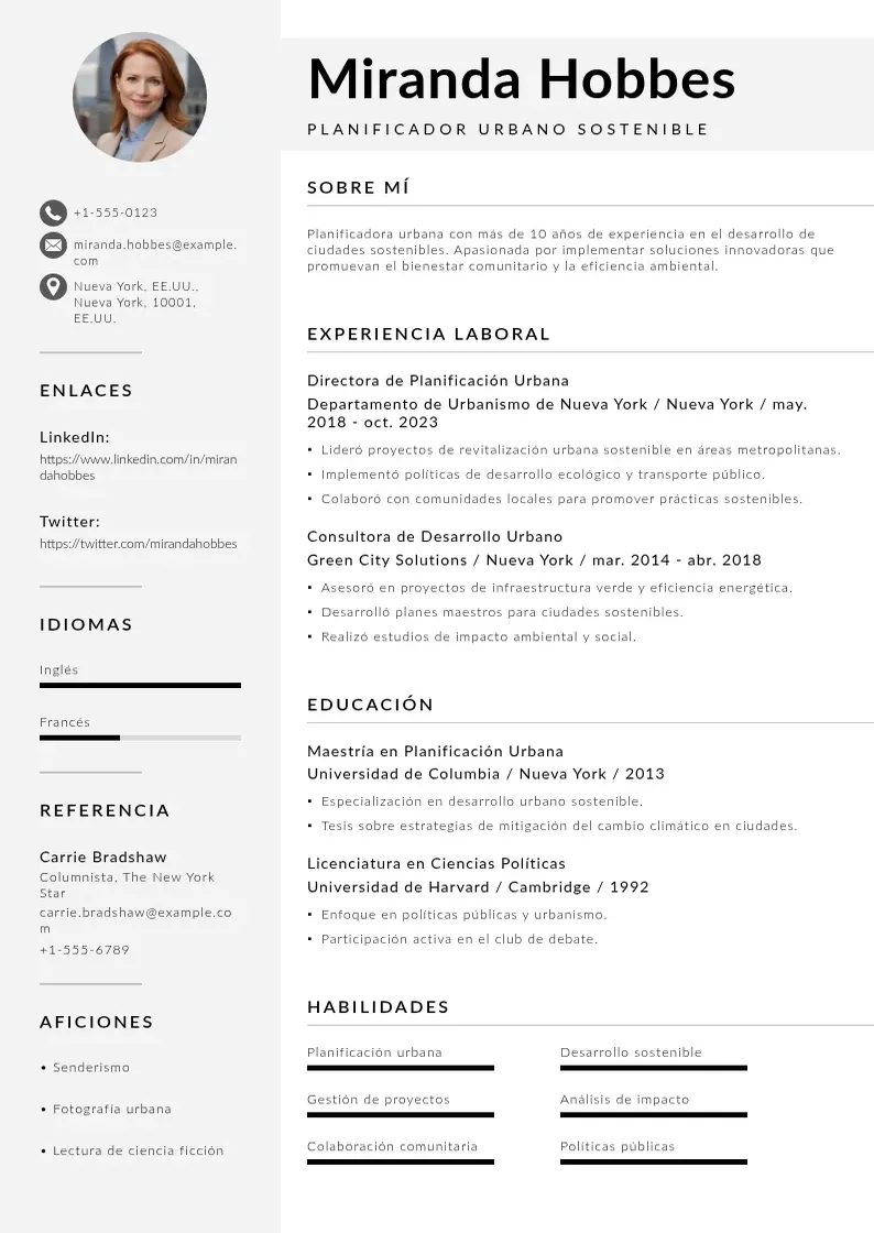 two column planificador-urbano-sostenible resume example