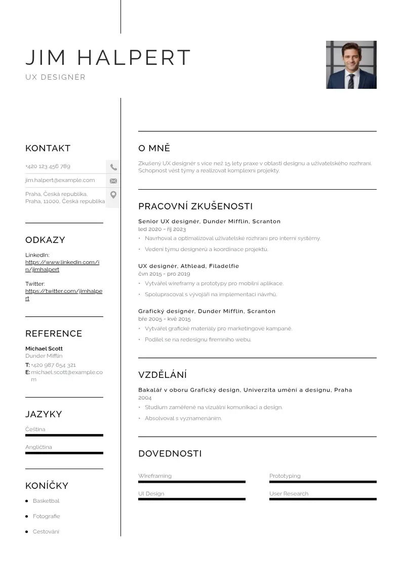 Vienkārša Ux designera zivotopis CV piemērs