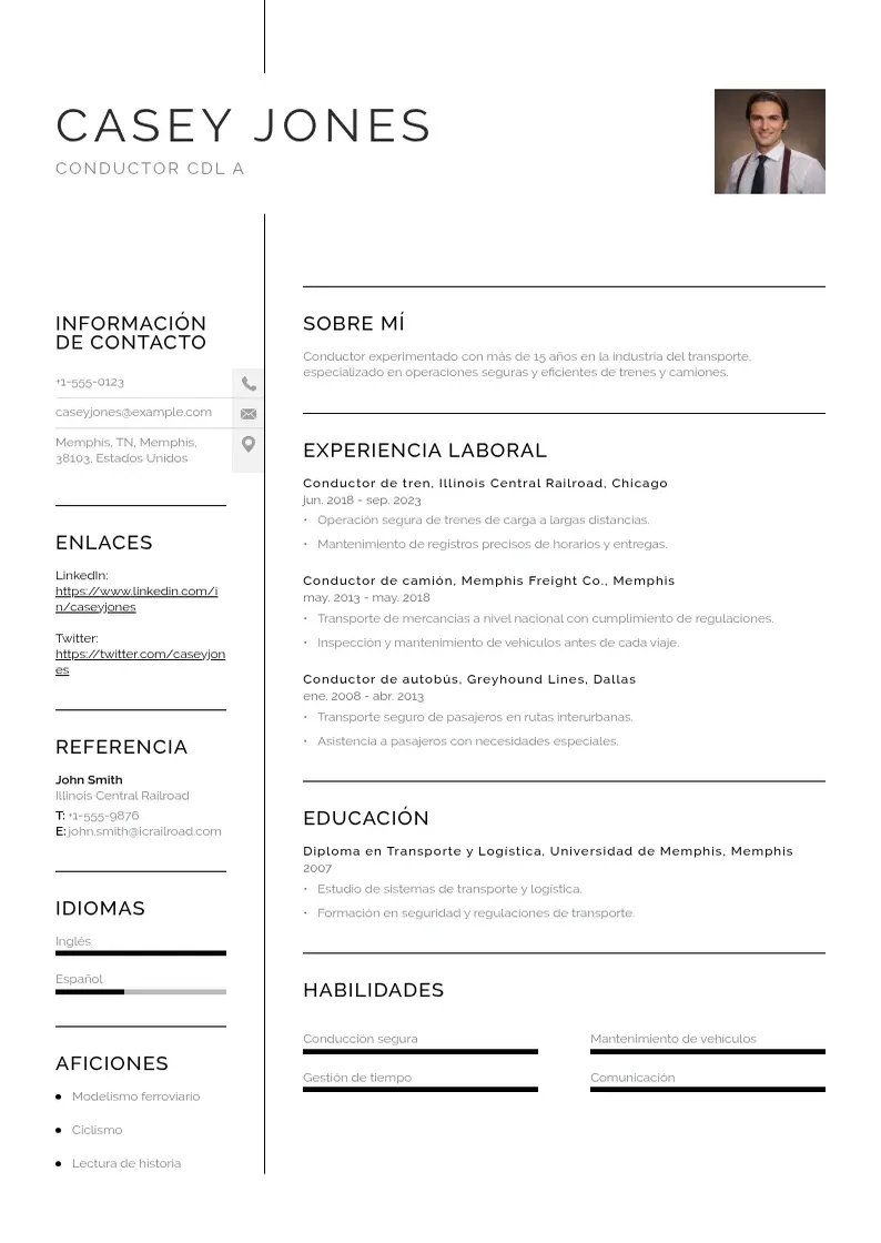 two column cv-conductor-cdl-a resume example