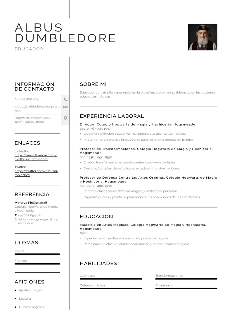 two column cv-educador resume example
