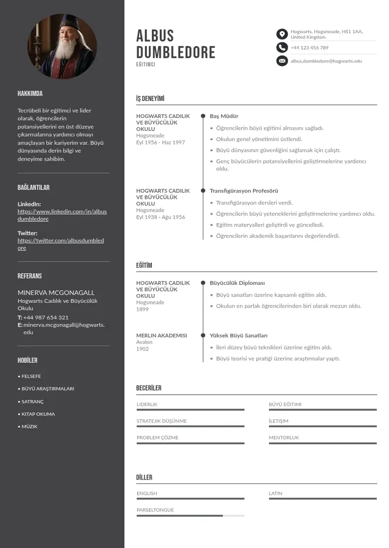 Divu kolonnu eğitimci  CV piemērs