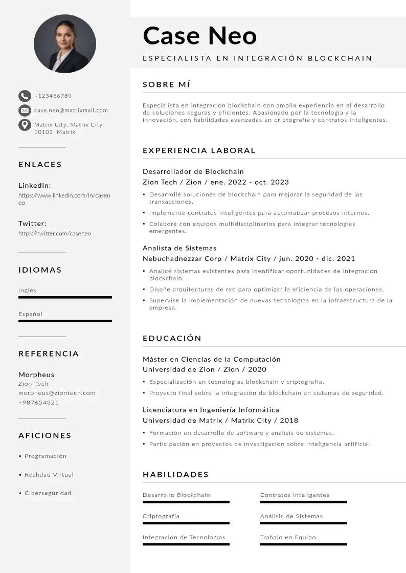 two column especialista-en-integracion-blockchain resume example