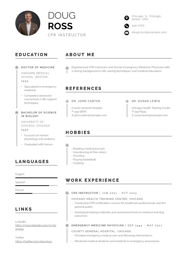 professional Cpr instructor resume resume template