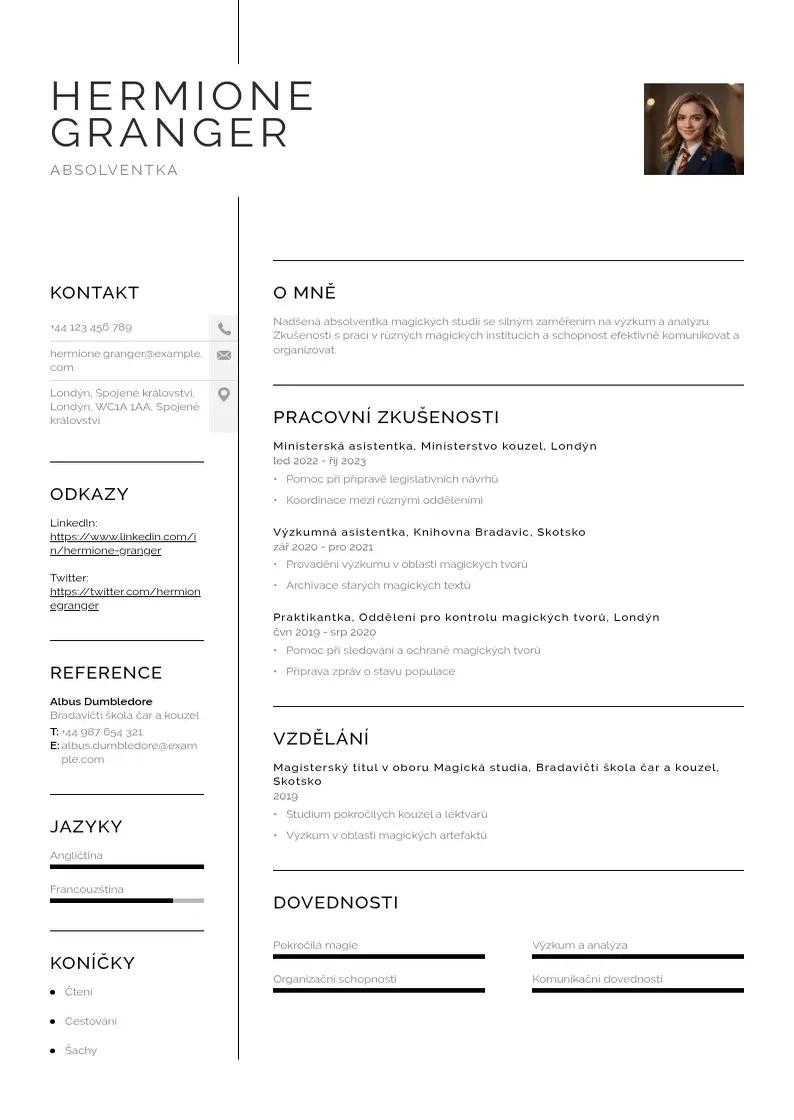 Vienkārša Zivotopis absolventa CV piemērs