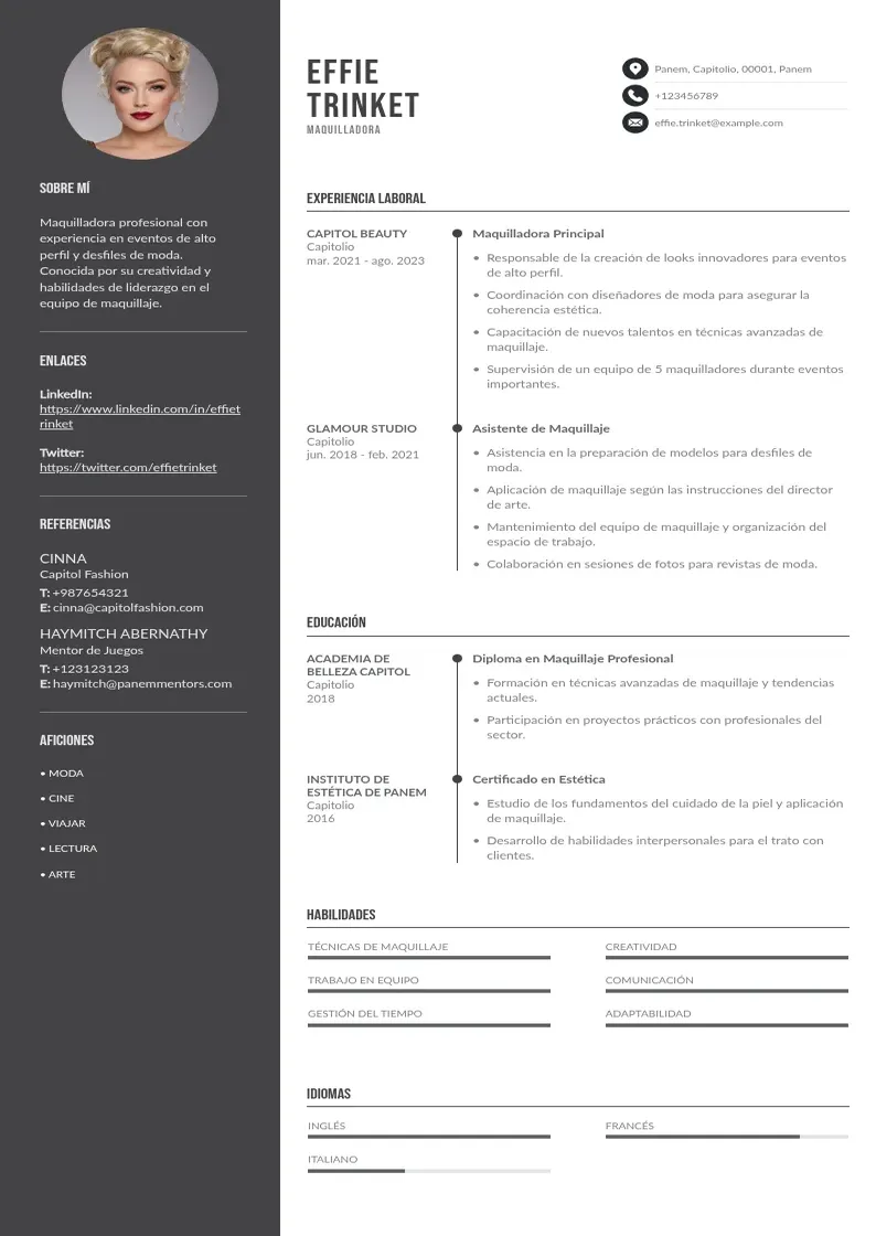 two column cv-maquilladora resume example