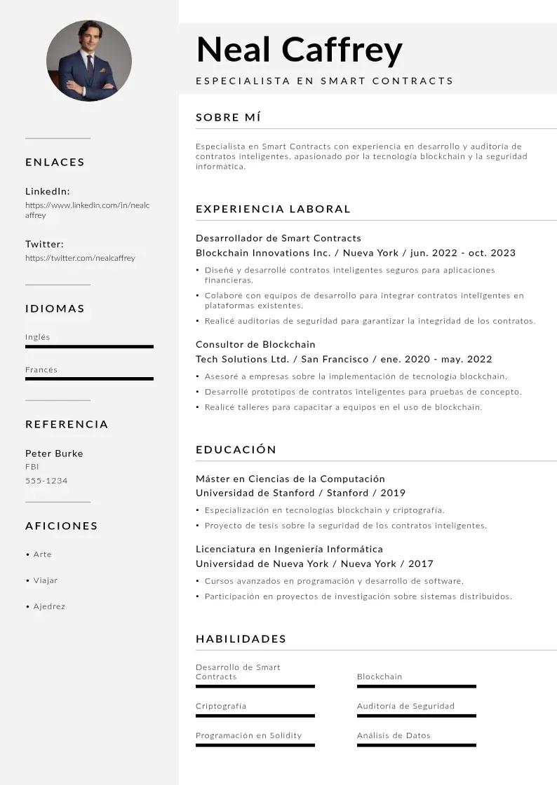 two column especialista-en-smart-contracts resume example