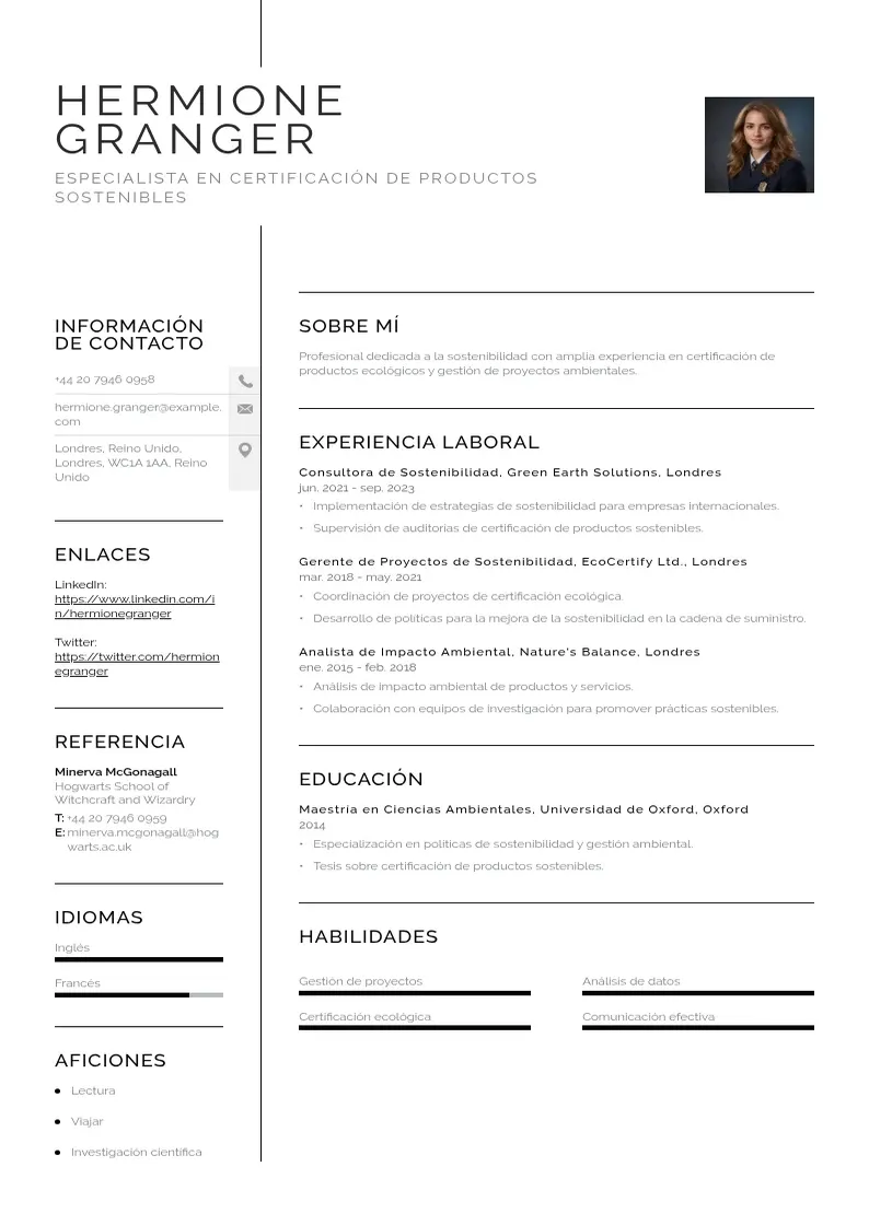 two column especialista-en-certificacion-de-productos-sostenibles resume example