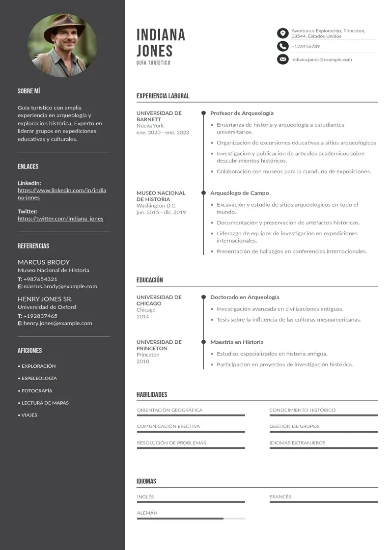 two column guia-turistico resume example