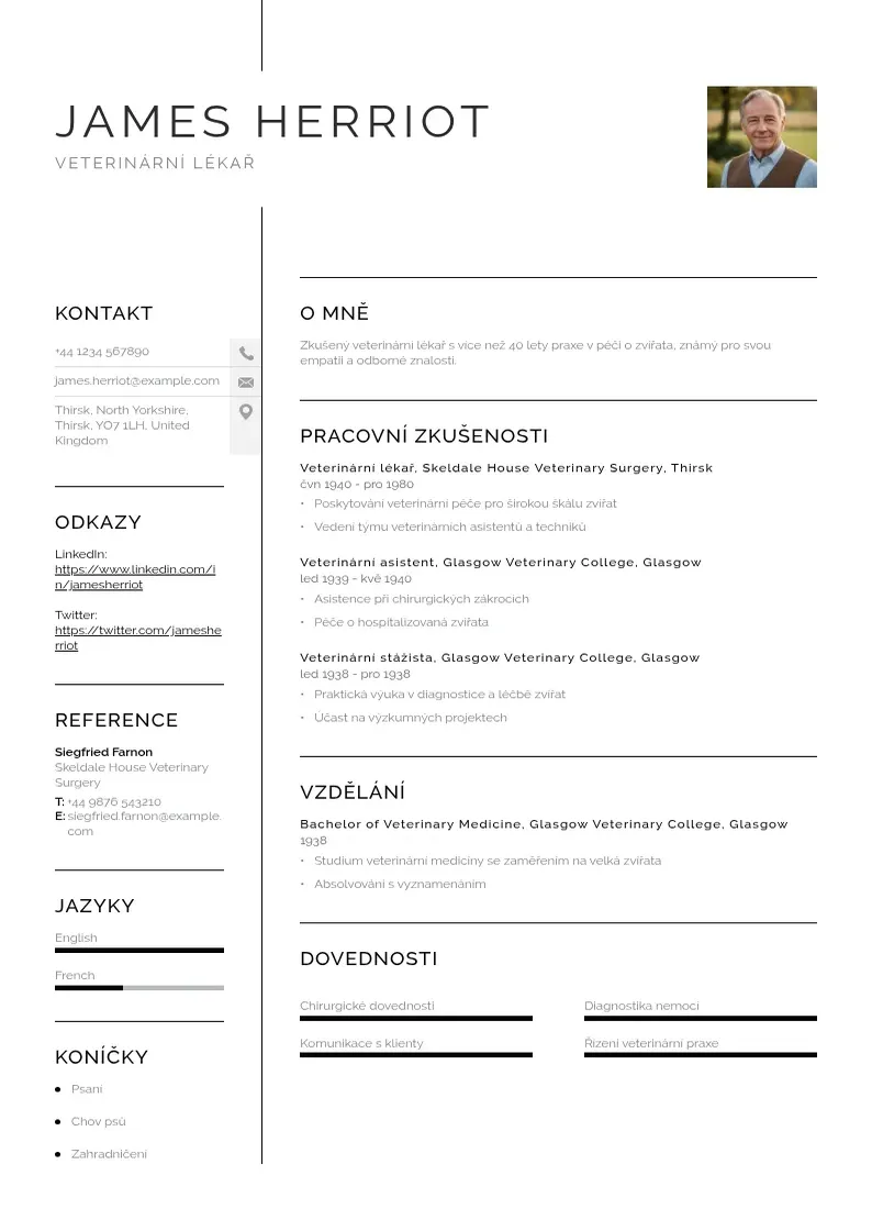 Vienkārša Zivotopis veterinar CV piemērs