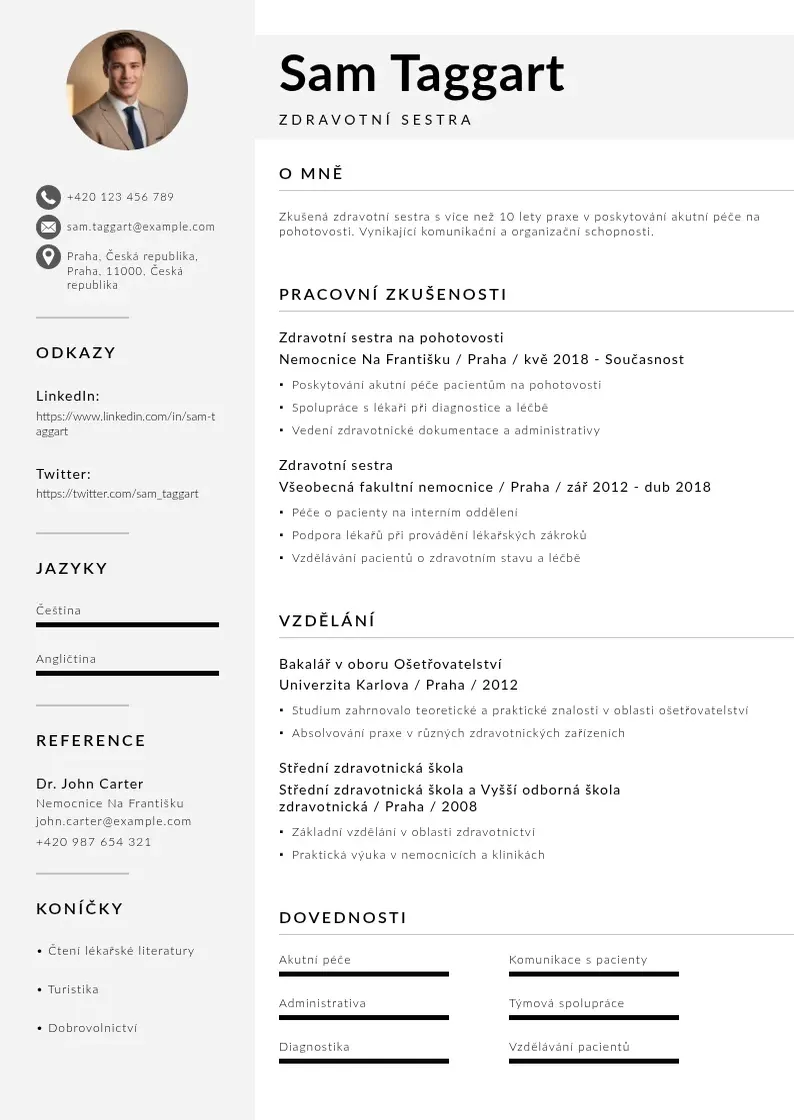 Mūsdienīga Zdravotni sestry na pohotovosti zivotopis CV veidne
