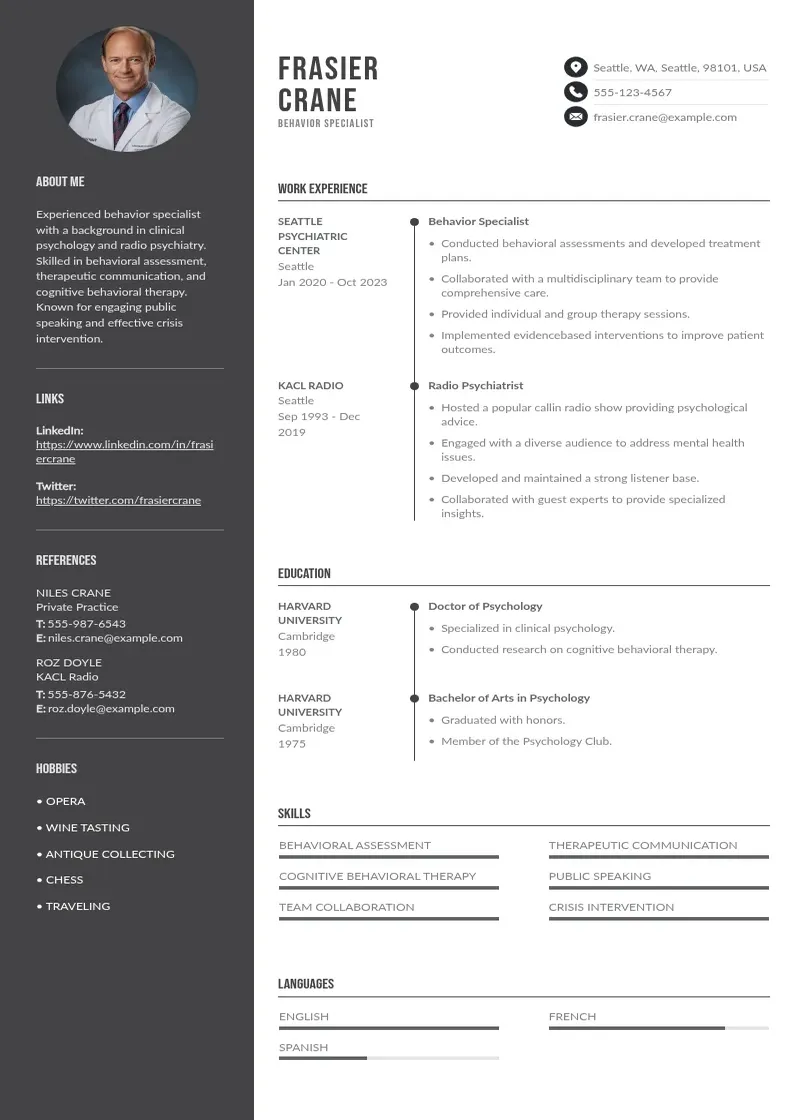 two column behavior-specialist-resume resume example