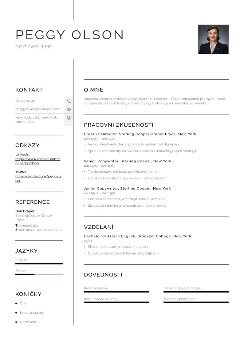 Vienkārša Klasicky zivotopis CV piemērs