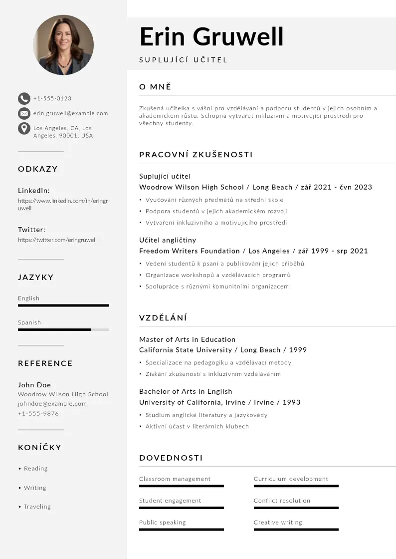 Mūsdienīga Suplujici ucitel zivotopis CV veidne