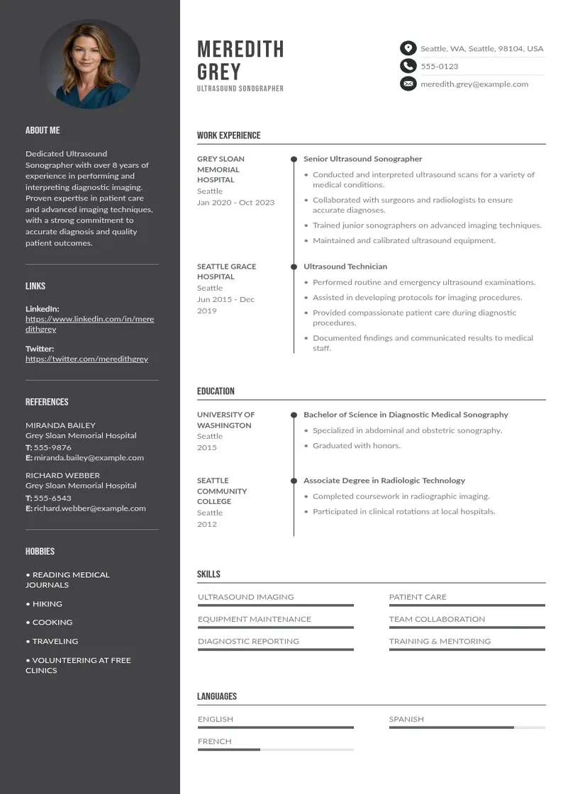 two column ultrasound-sonographer-resume resume example