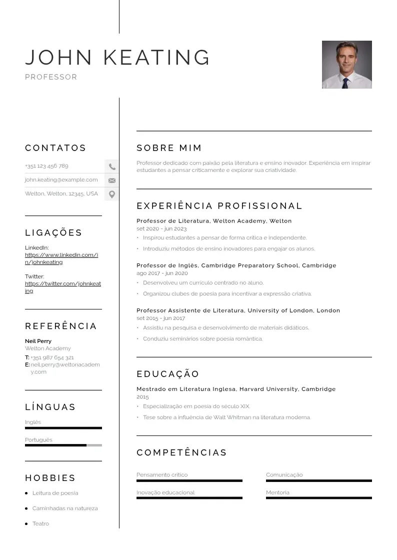 two column curriculum-en-portugues resume example