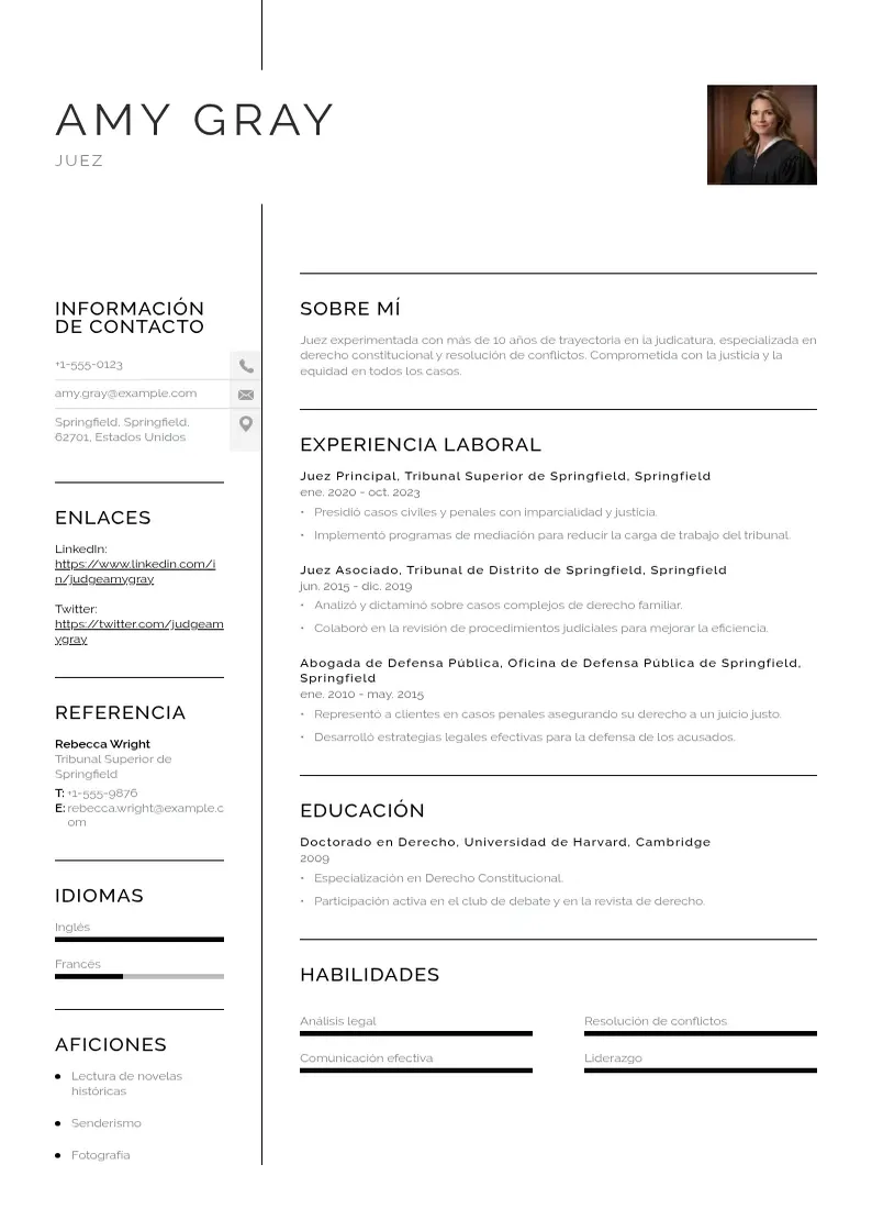 two column cv-juez resume example