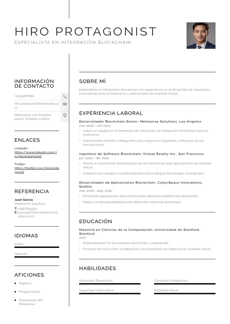 two column especialista-en-integracion-blockchain resume example