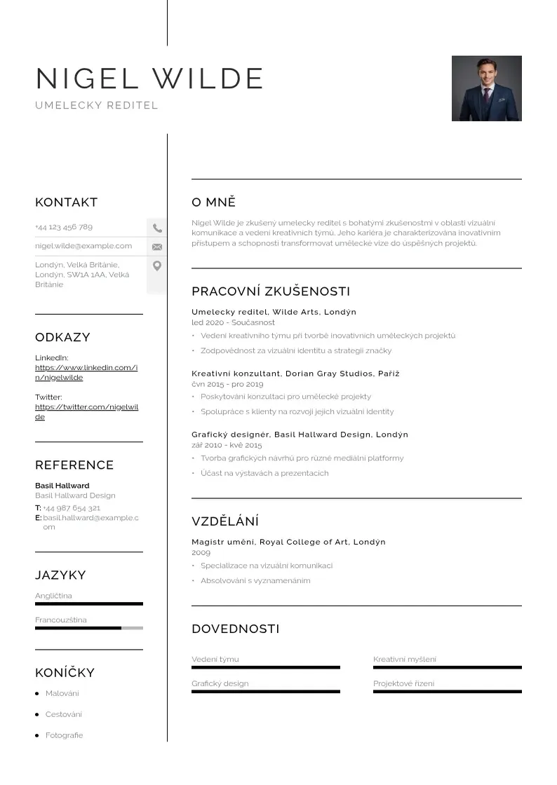 Vienkārša Umelecky reditel zivotopis CV piemērs