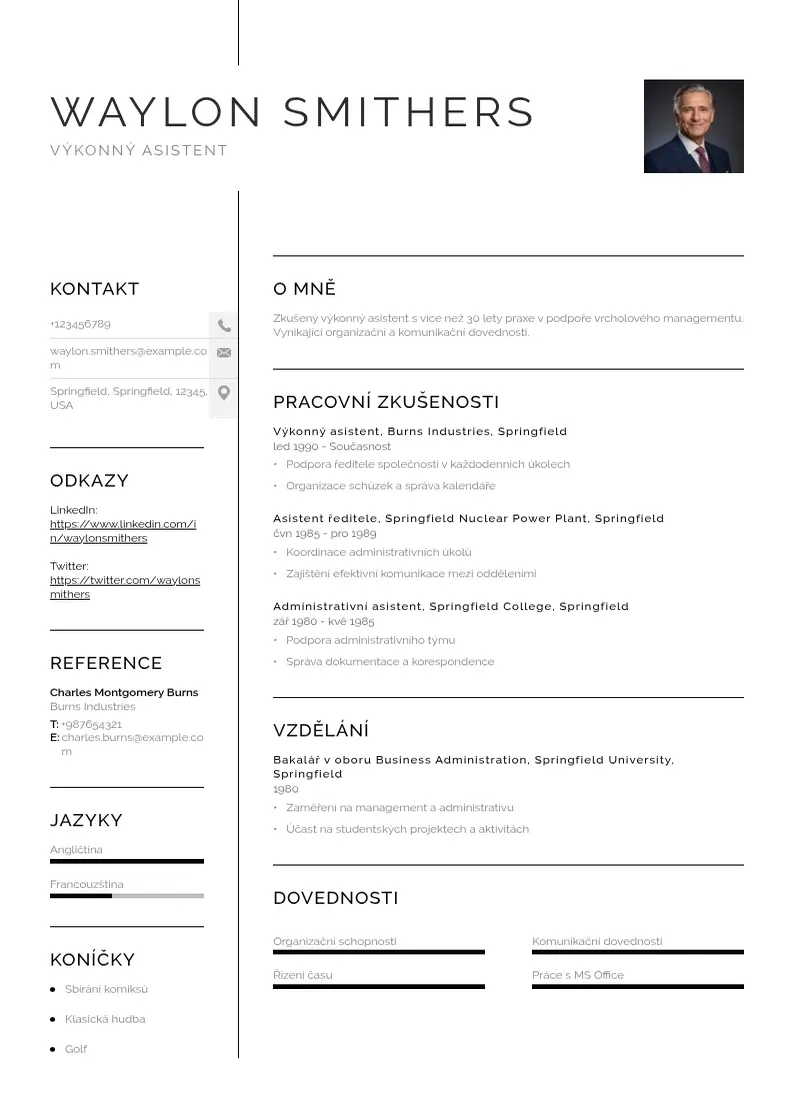 Vienkārša Vykonny asistent zivotopis CV piemērs