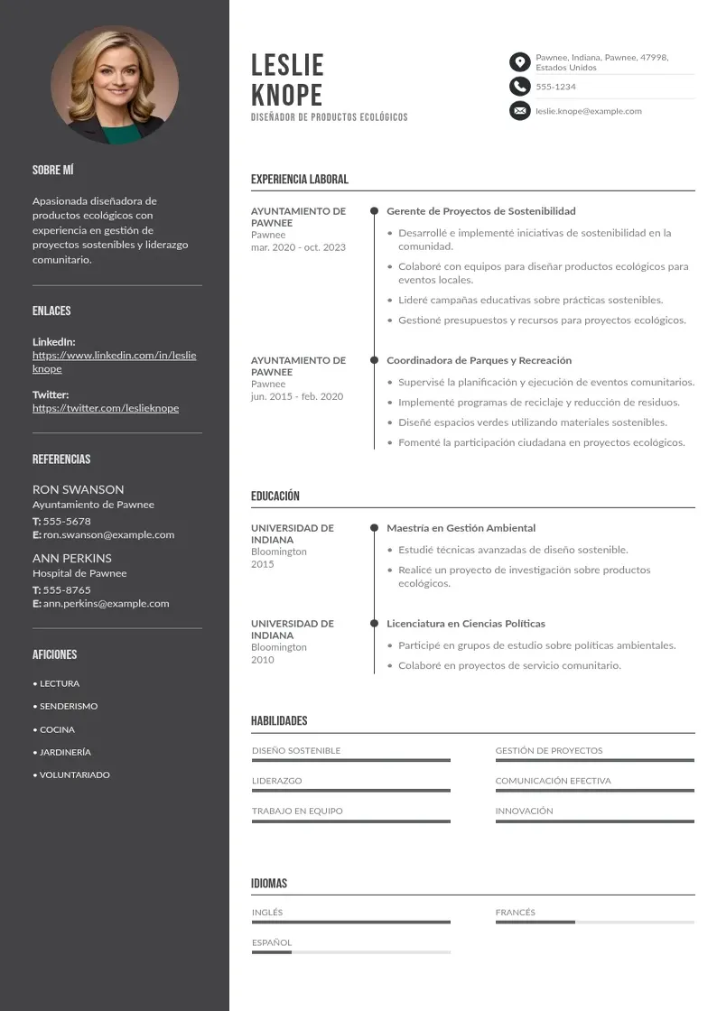 two column disenador-de-productos-ecologicos resume example