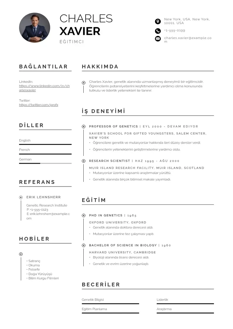 Profesionāla eğitimci  CV veidne