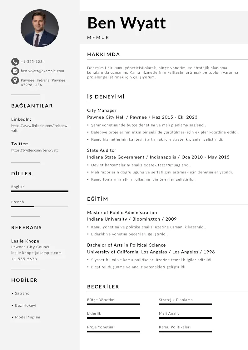 Mūsdienīga Memur oz gecmisi CV veidne