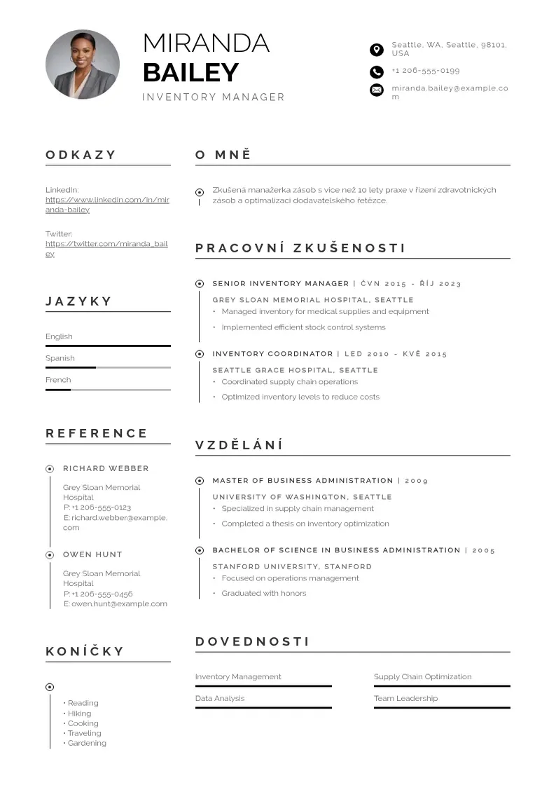 Profesionāla Rizeni zasob zivotopis CV veidne