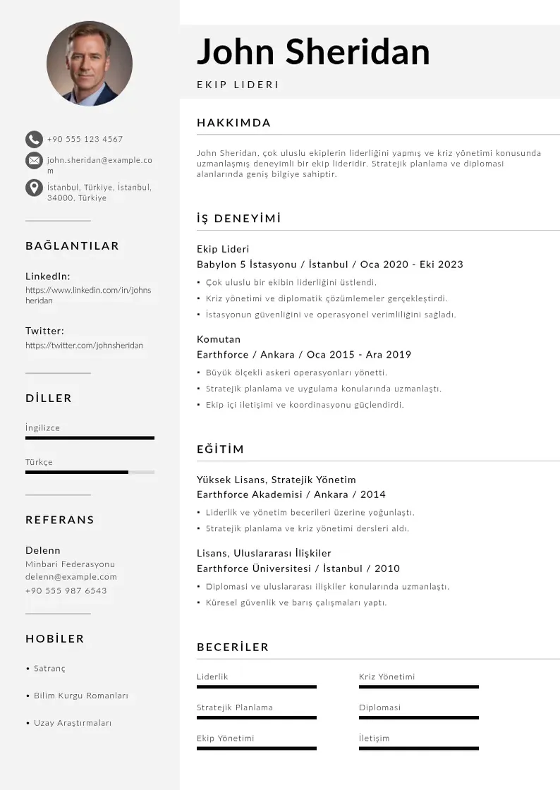 Mūsdienīga Ekip liderleri CV veidne