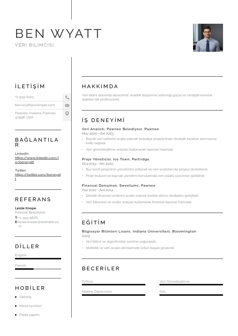 Vienkārša Veri Bilimcisi  CV piemērs