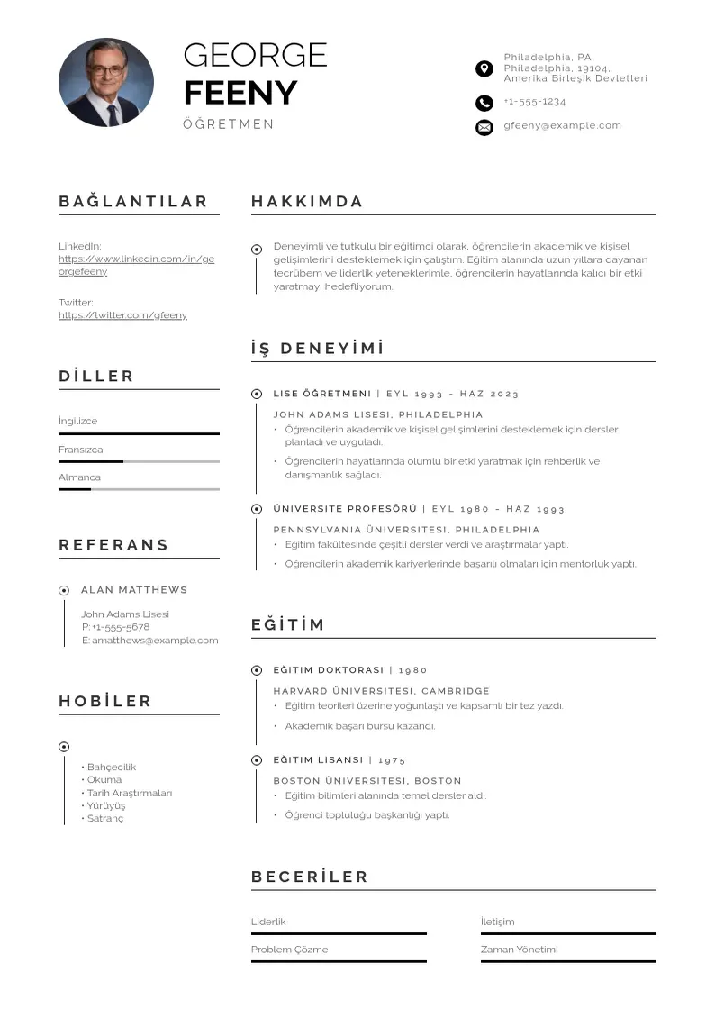 Profesionāla Ogretmen CV veidne