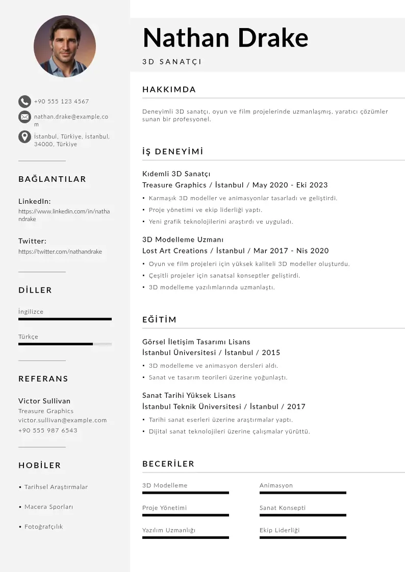Mūsdienīga 3D Sanatçı  CV veidne