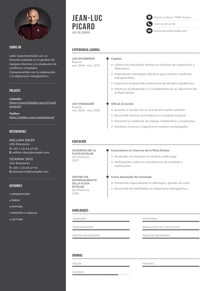 two column cv-jefe-de-equipo resume example
