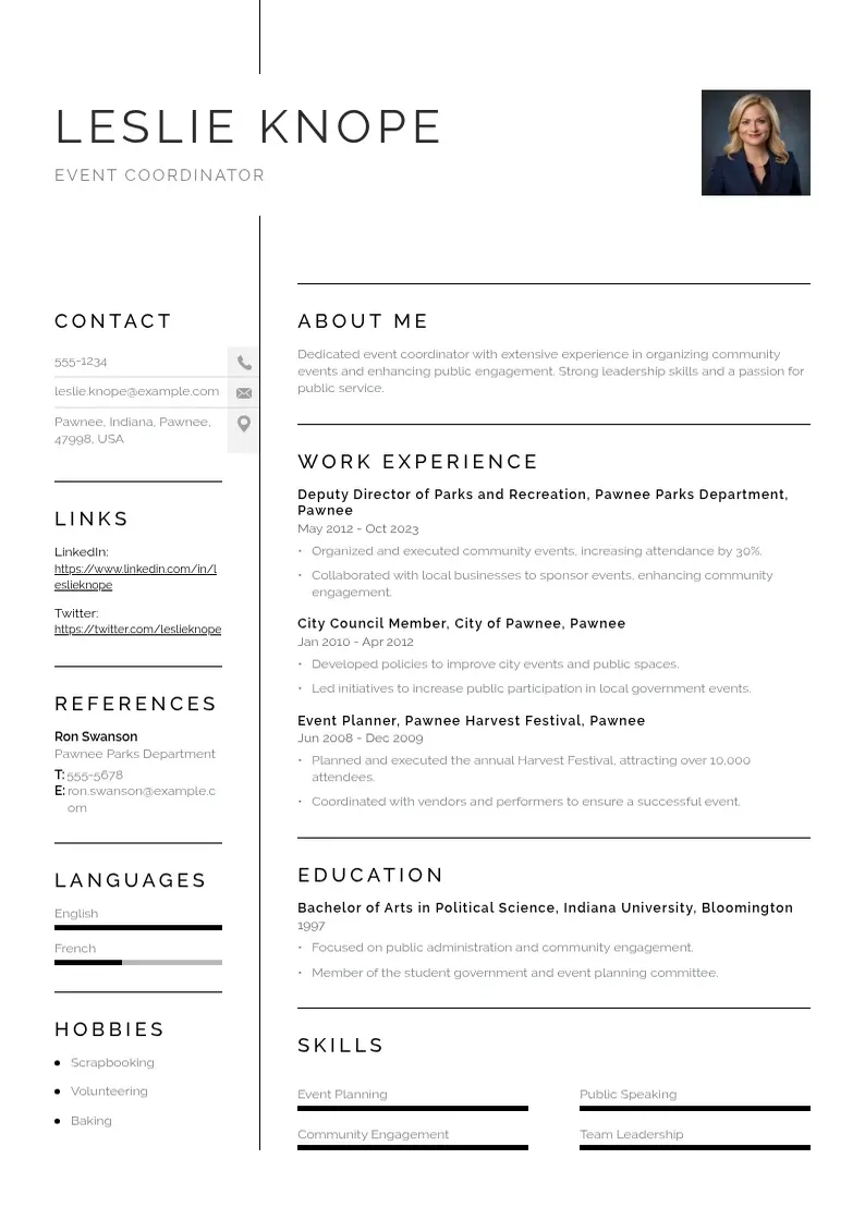 simple Event industry resume resume example