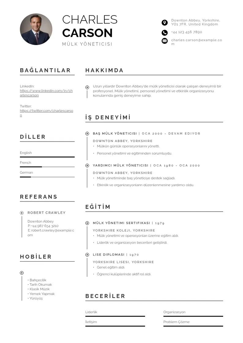 Profesionāla Mülk Yöneticisi  CV veidne