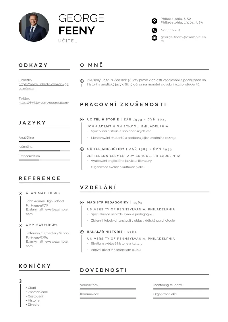 Profesionāla Ucitel zivotopis CV veidne